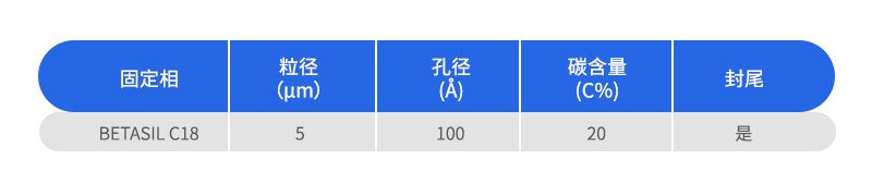 BETASIL填料分析柱参数
