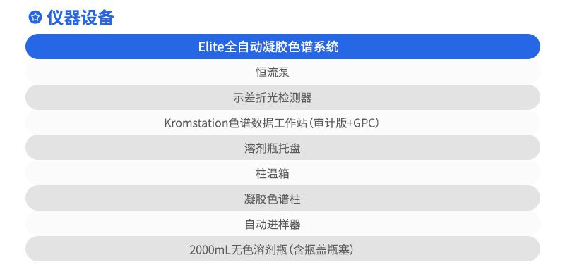 Elite凝胶色谱系统参数